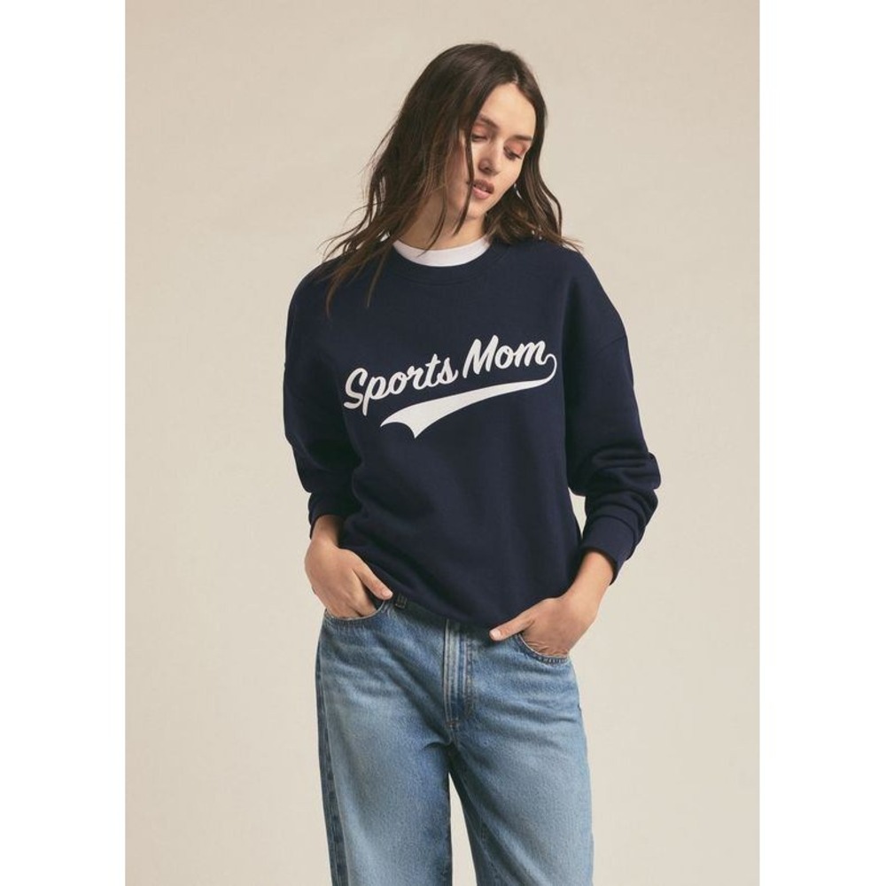 Favorite Daughter Sports Mom Navy Graphic Crewneck Sweatshirt Size M